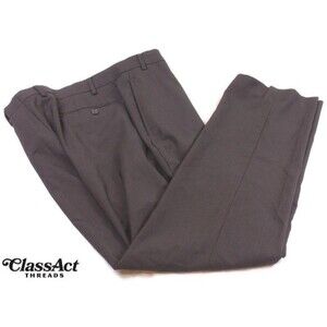 Lauren Ralph Lauren Black Label Dress Pants Mens Brown Checked Flat Fronts 40X30